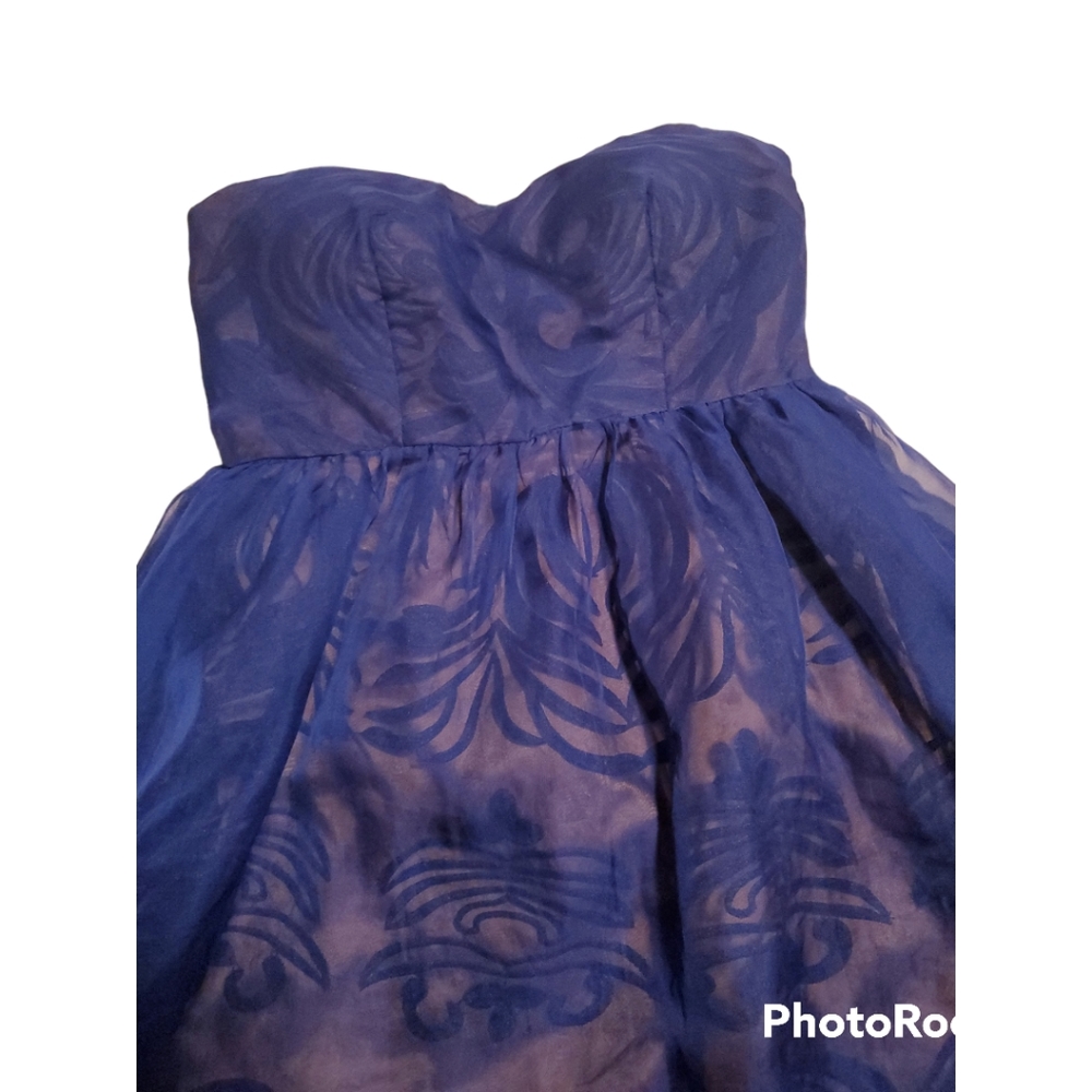 NWOT Modcloth Blue & Gold Strapless Dress 👗
